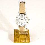 Fossil Jacqueline White Dial Beige Leather Strap Watch for Women - ES3793