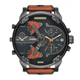 Diesel Mr Daddy 2.0 Black Dial Brown Leather Strap Watch For Men - DZ7332