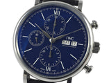 IWC Portofino Chronograph Blue Dial Black Leather Strap Watch for Men - IW391023