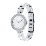 Movado Diamonds Silver Dial Silver Steel Strap Watch For Women - 606814