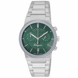 Salvatore Ferragamo Sapphire Chronograph Green Dial Silver Steel Strap Watch for Men - SFME00421