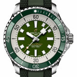 Breitling Superocean Automatic 44 Green Dial Green Rubber Strap Watch for Men - A17376A31L1S1