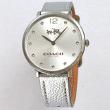 Coach Slim Easton Silver Dial Silver Leather Strap Watch for Women - 14502685