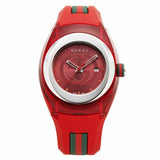 Gucci Sync Quartz Red Dial Red Rubber Strap Watch For Women - YA137303