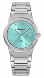 Salvatore Ferragamo F-80 Classic Tiffany Blue Dial Silver Steel Strap Watch for Men - SFDT02323