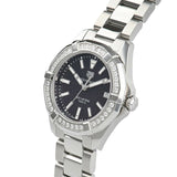 Tag Heuer Aquaracer Quartz 35mm Diamond Black Dial Silver Steel Strap Watch for Women - WAY131P.BA0748