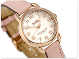 Coach Delancey Cream Dial Blush Pink Leather Strap Watch for Women - 14502750