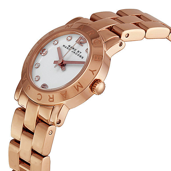 Marc Jacobs Mini Amy White Dial Rose Gold Steel Strap Watch for Women - MBM3078