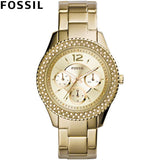 Fossil Stella Multifunction Gold Dial Gold Steel Strap Watch for Women - ES3589