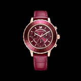 Swarovski Octea Lux Chrono Red Dial Red Leather Strap Watch for Women - 5547642