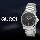 Gucci G Timeless Black Dial Silver Steel Strap Unisex Watch - YA126457