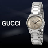 Gucci G Timeless Brown Dial Silver Steel Strap Watch For Women - YA126526