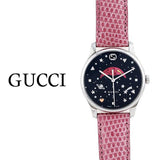 Gucci G-Timeless Moonphase Black Dial Pink Leather Strap Watch For Women - YA1264046