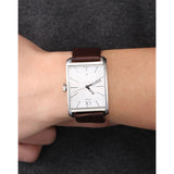 Calvin Klein Window Silver Dial Brown Leather Strap Watch for Women - K2M23126