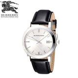 Burberry The City Silver Dial Black Leather Strap Watch for Women - BU9106