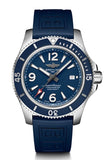 Breitling Superocean 44mm Automatic Blue Dial Blue Rubber Strap Watch for Men - A17367D81C1S2