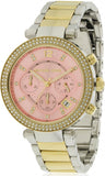 Michael Kors Parker Pink Dial Two Tone Steel Strap Watch for Women - MK6140