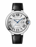 Cartier Ballon Bleu De Cartier Silver Dial Black Leather Strap Watch for Women - WSBB0030