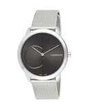 Calvin Klein Minimal Black Dial Silver Mesh Bracelet Watch for Men - K3M21123