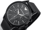 Emporio Armani Renato Chronograph Black Dial Black Mesh Bracelet Watch For Men - AR2498