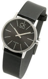 Calvin Klein Minimal Black Dial Black Leather Strap Watch for Women - K7622107