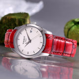 Tissot Couturier White Dial Red Leather Watch For Women - T035.210.16.011.01