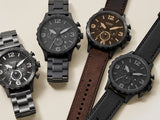 Fossil Nate Chronograph Brown Dial Brown Leather Strap Watch for Men - JR1487