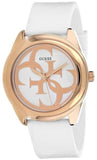 Guess G Twist White & Gold Dial White Silicone Strap Watch For Women - W0911L5