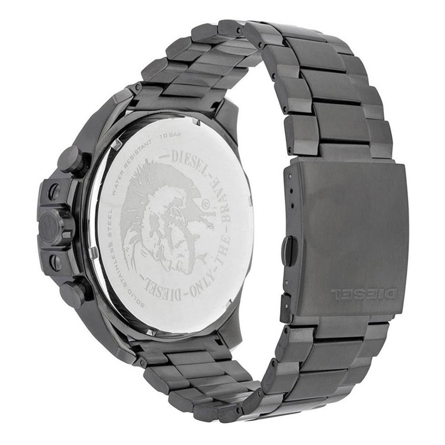 Diesel Mega Chief Chronograph Grey Dial Grey Steel Strap Watch for Men - DZ4282