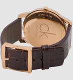 Calvin Klein City White Dial Brown Leather Strap Watch for Men - K2G21629