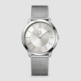 Calvin Klein Minimal Silver Dial Silver Mesh Bracelet Watch for Men - K3M21126