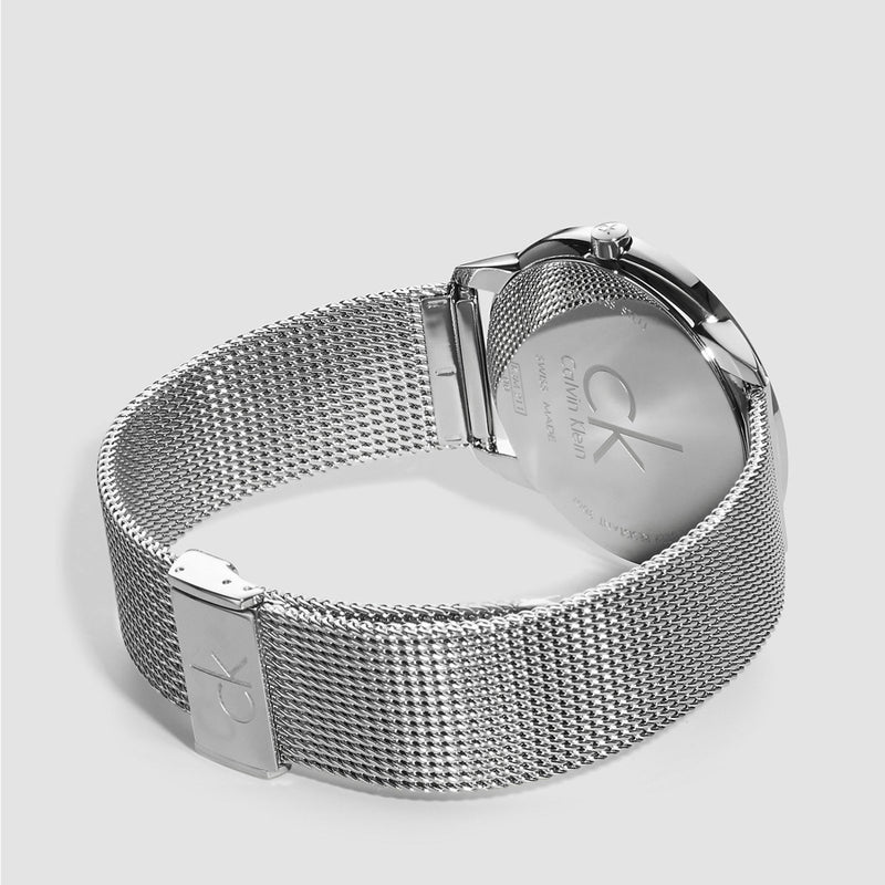 Calvin Klein Minimal White Dial Silver Mesh Bracelet Watch for Men - K3M2112Y