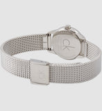 Calvin Klein Minimal Grey Dial Silver Mesh Bracelet Watch for Women - K3M23124