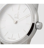 Calvin Klein Minimal White Dial Silver Mesh Bracelet Watch for Women - K3M23126