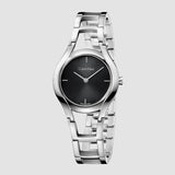 Calvin Klein Class Black Dial Silver Steel Strap Watch for Women - K6R23121