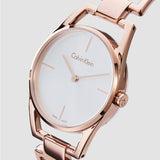 Calvin Klein Dainty White Dial Rose Gold Steel Strap Watch for Women - K7L23646