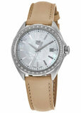 Tag Heuer Formula 1 Quartz 35mm Diamond Mother of Pearl Dial Beige Leather Strap Watch for Women - WBJ131A.FC8254