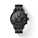 Tissot PRC 200 Chronograph Black Dial Black Steel Strap Watch For Men - T114.417.33.057.00