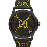 Gucci G Timeless Ghost Black Dial Black Leather Strap Watch For Men - YA1264019