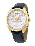 Tissot T Classic PR 100 Chronograph White Dial Black Leather Strap Watch for Men - T101.417.36.031.00