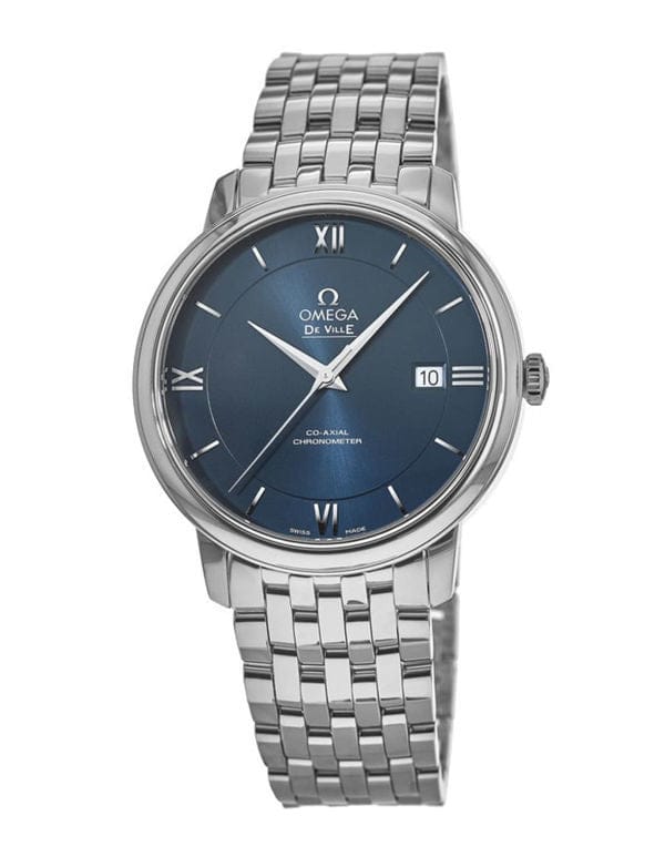 Omega De Ville Prestige Co-Axial Orbis Blue Dial Silver Steel Strap Watch for Men - 424.10.40.20.03.001