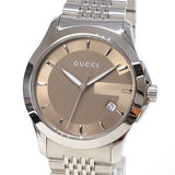 Gucci G Timeless Brown Dial Silver Steel Strap Watch For Men - YA126406