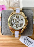 Michael Kors Bradshaw Chronograph White Dial Two Tone Steel Strap Watch For Women - MK5743