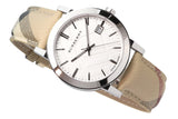 Burberry The City Silver Dial Brown Leather Strap Watch for Women - BU9025