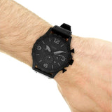 Fossil Nate Chronograph Black Dial Black Leather Strap Watch for Men - JR1354