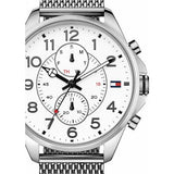 Tommy Hilfiger Dean Chronograph White Dial Silver Mesh Bracelet Watch for Men - 1791277