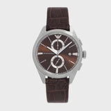 Emporio Armani Claudio Chronograph Brown Dial Brown Leather Strap Watch For Men - AR11482