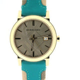 Burberry The City Gold Dial Blue Leather Strap Watch for Women - BU9018