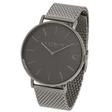 Coach Charles Black Dial Grey Mesh Bracelet Watch for Men - 14602145