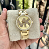 Michael Kors Parker Pave Gold Dial Gold Steel Strap Watch for Women - MK6659